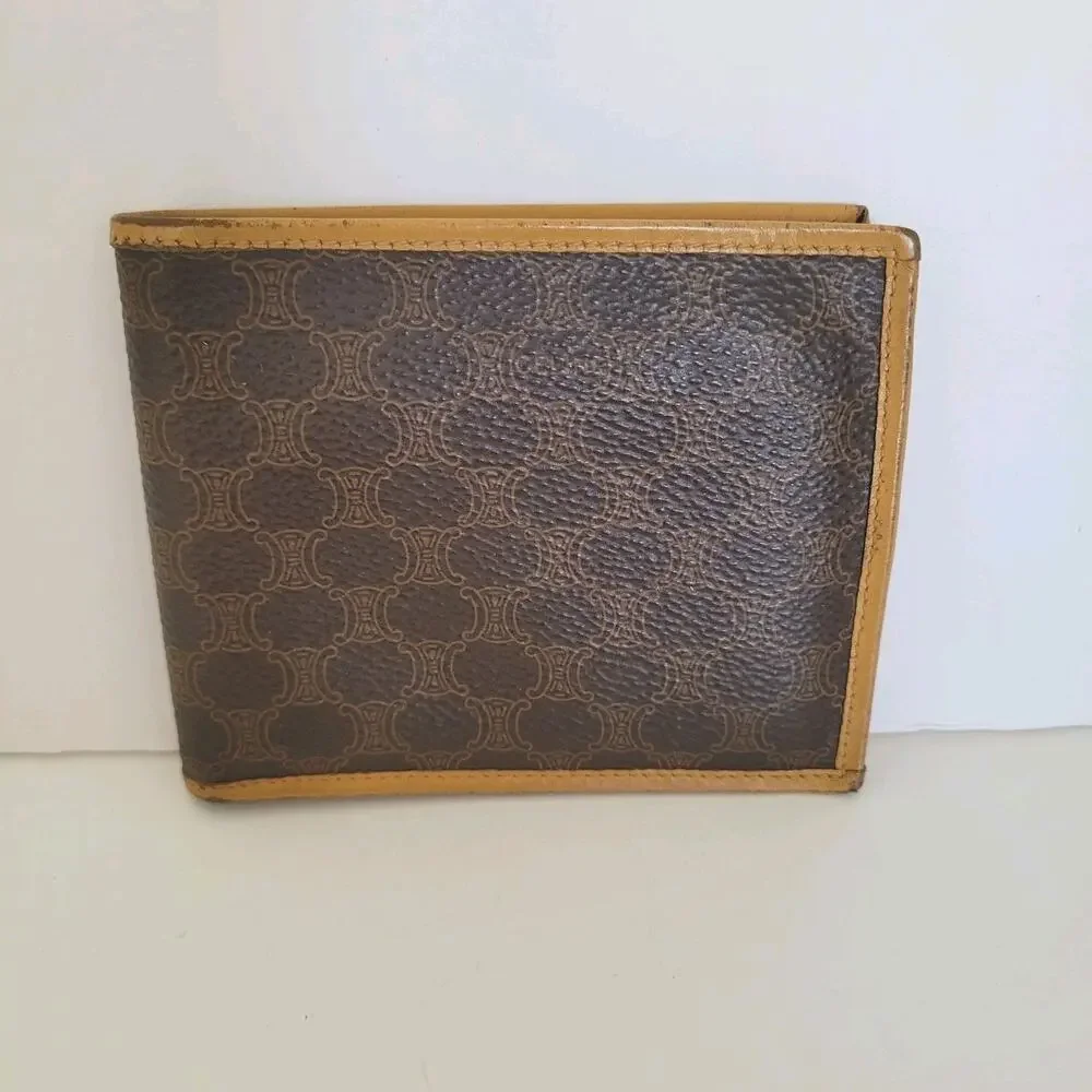 Celine Vintage‎ Bifold Leather Beige Tan Wallet Medium Folding Card Bill Holder